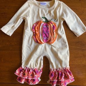 Girl Bell-Bottom Pumpkin & Turkey Onsies 0-3Months